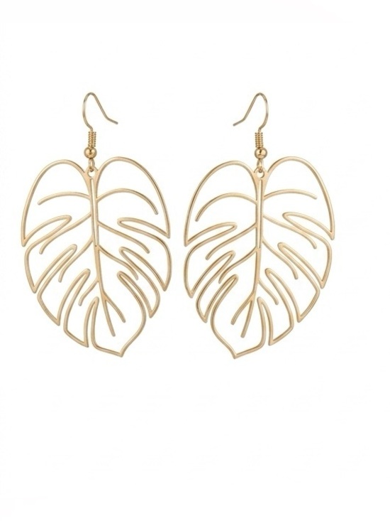 SHEIN Jewelry - Golden Monstera Leaf Holographic Cut-out Dangle Earrings
